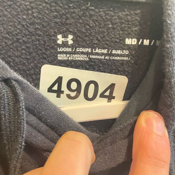 Under Armour Big Logo Hoodie Medium Gray Mens Athleisure Casual Pullover Grunge - Picture 2 of 9